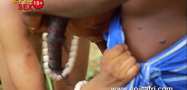  Ebony Outdoors - Innocent Teen Takes Dick in Public (Trailer)